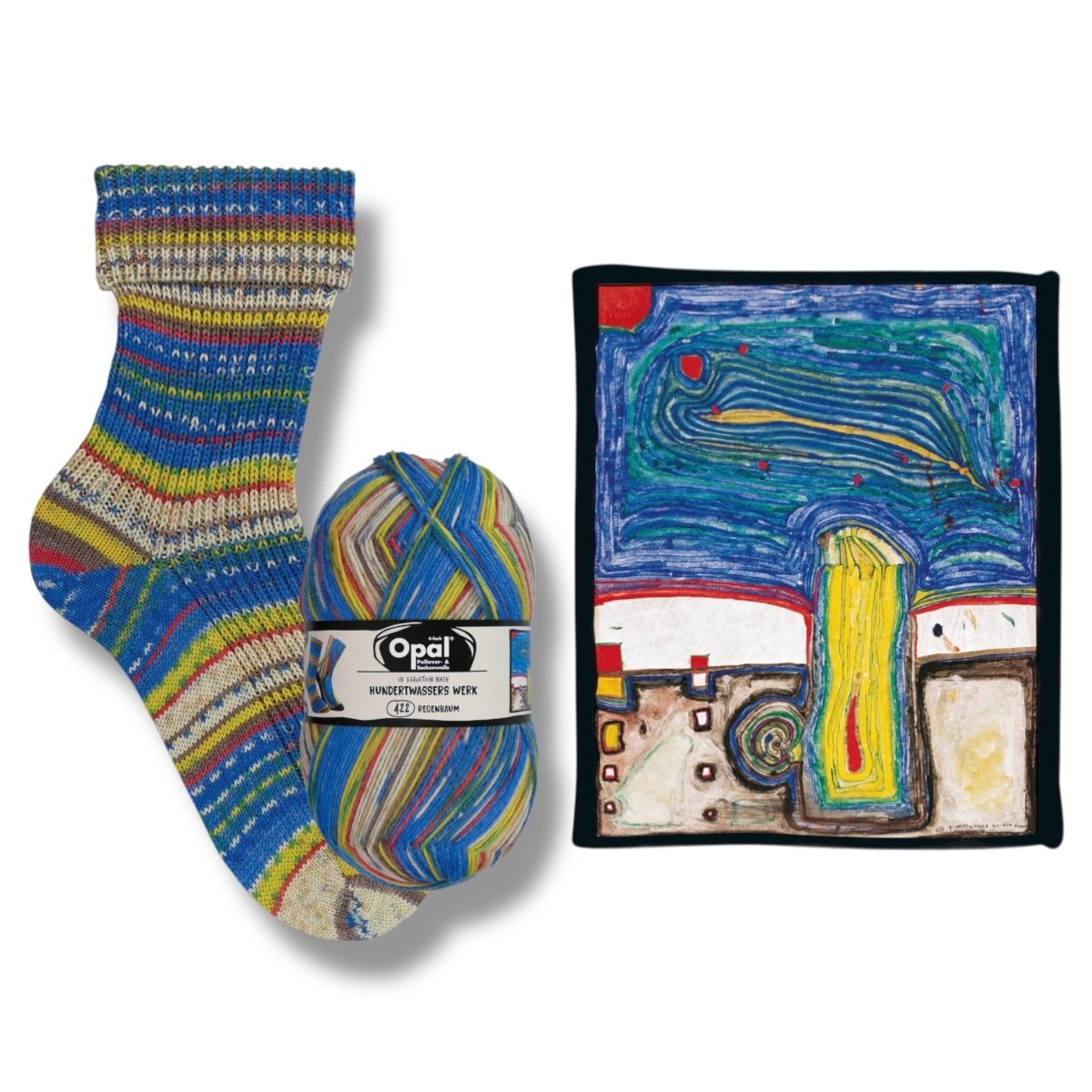 Opal SOCKENWOLLE NACH HUNDERTWASSER - BONIFAKTUR - 4057 Regenbaum - in Variation nach Hundertwasser - Werk 422 - Opal SOCKENWOLLE NACH HUNDERTWASSER